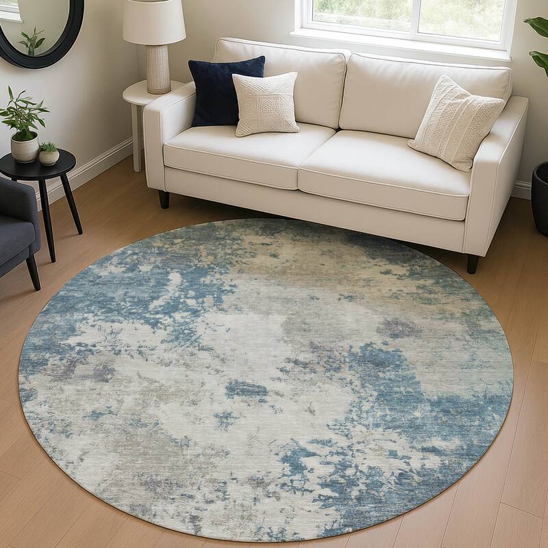 Machine Washable Indoor/ Outdoor Casual Contemporary Chantille Rug