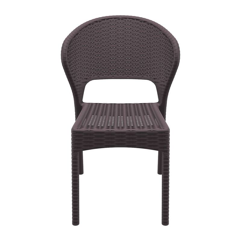 32" Brown Patio Wickerlook Stackable Dining Chair