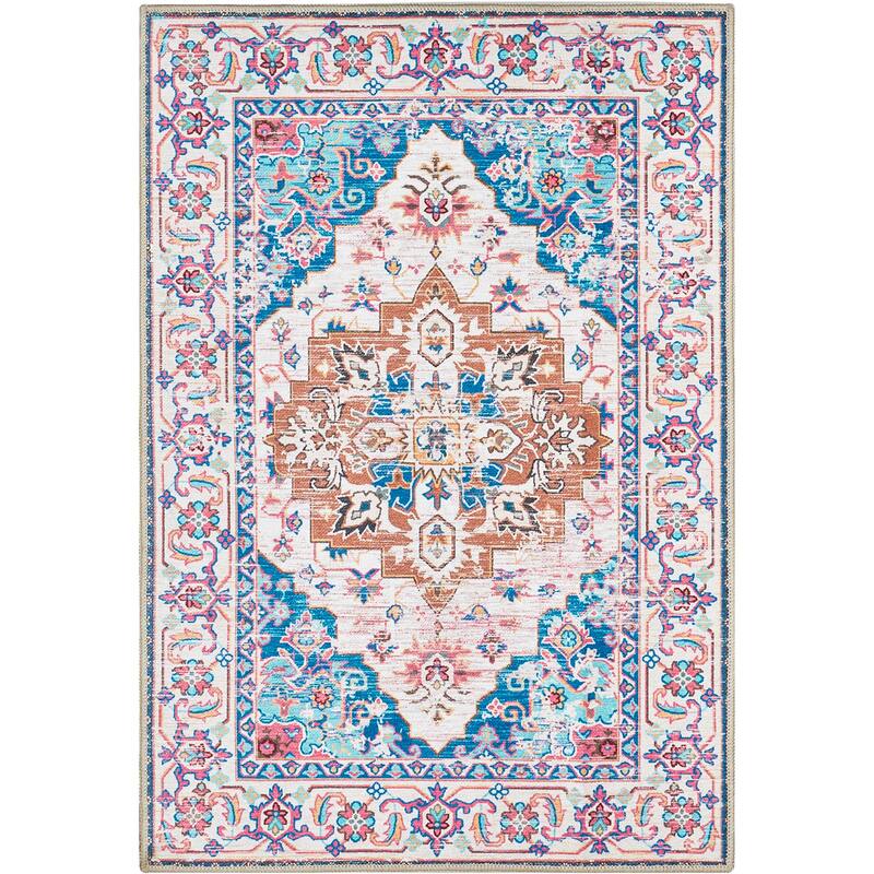 Washable Non-Slip Area Rug,Stain Resistant Low-Pile Carpet,8X10 - 8' X 10' - Pink