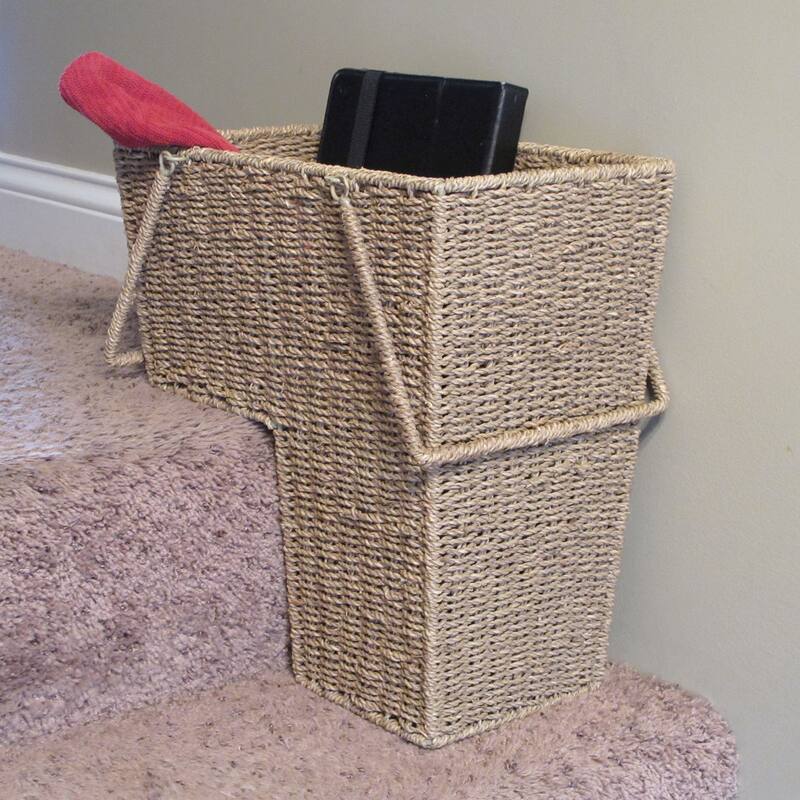 Household Essentials Wicker Stair Basket with Handles