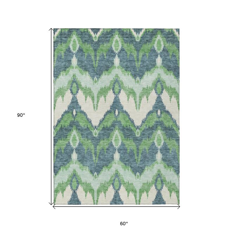 HomeRoots Ikat Transitional Rectangle Outdoor Rug