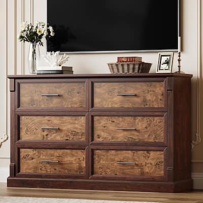 Farmhouse Double 6 Drawer Dresser for Bedroom, Living Room, Hallway