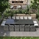 preview thumbnail 19 of 19, 16-Seater Aluminum Patio Dining Sets with Cushions and Tempered Glass Tabletop