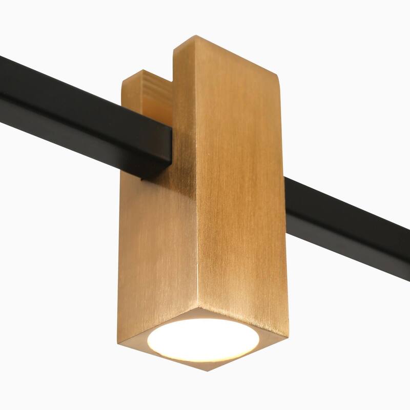 Modern 5-Light Black Gold LED Rectangle Chandelier Hanging Pendant Light for Dining Room - 27.5" L x 1.5" W x 12" H
