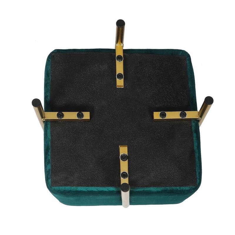 Adeco Square Velvet Storage Ottoman Multi-Function Vanity Footstool