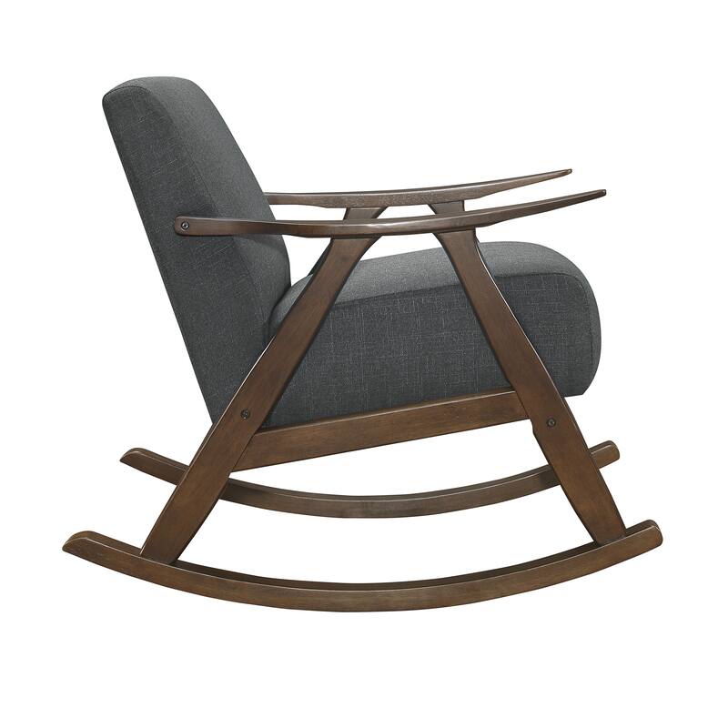 Modern Home Furniture 1pc Rocking Chair Fabric Upholstered Dark Walnut Finish Wood Cushion Seat and Back