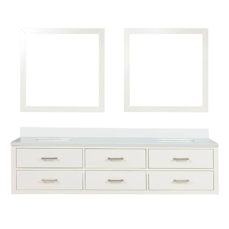 Castor 60 in W x 22 in D Black Double Bath Vanity, Cultured Marble Top, and 28 in Mirrors