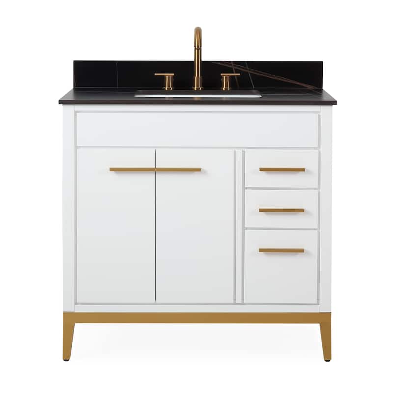 36" Tennant Brand Modern Style Beatrice Single Sink Bathroom Vanity - White - Painted - Single Vanities