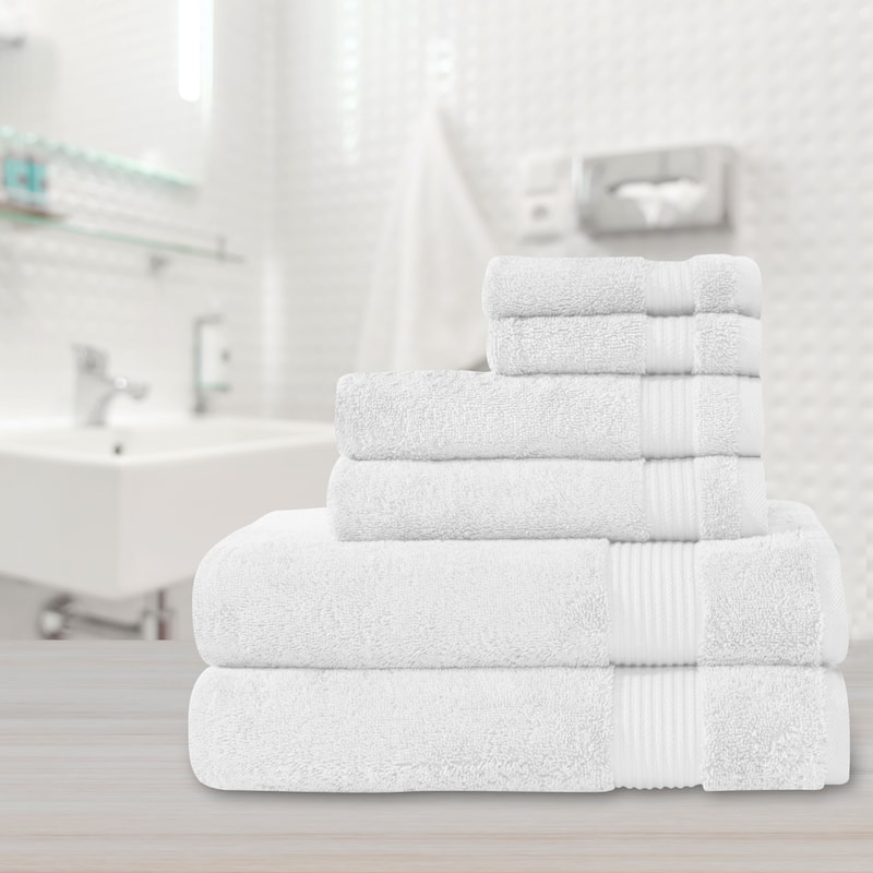 Amadeus Luxury Turkish Cotton Soft Bath Towels Set of 6PC - White