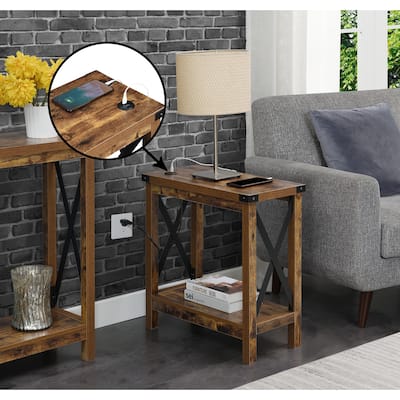 Carbon Loft Dahlonega Chairside Table with Charging Station and Shelf