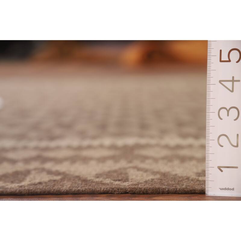 Hand Woven Oriental 100% Wool Carpet Southwestern Geometric Brown Kilim Area Rug - 10' 0'' X 6' 7''