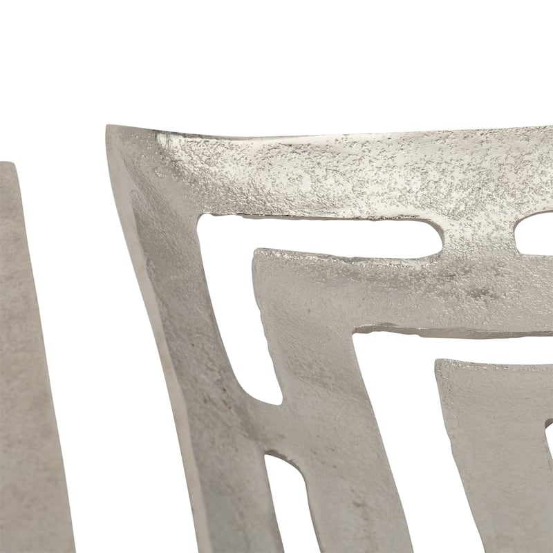 Metal, Set Of 2 14/17" Cutout Plates, Silver, Square, 3"H, Solid Color - 17" x 17" x 3" - 17" x 17" x 3"