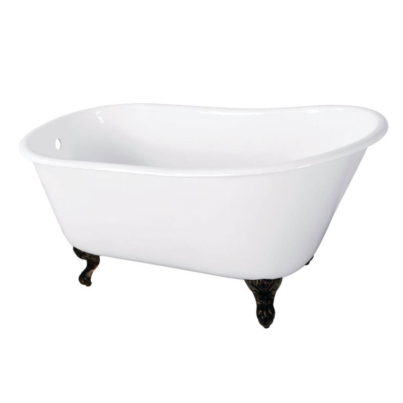 Kingston Brass Onamia 57" Clawfoot Cast Iron Soaking Tub with - White / Oil Rubbed Bronze