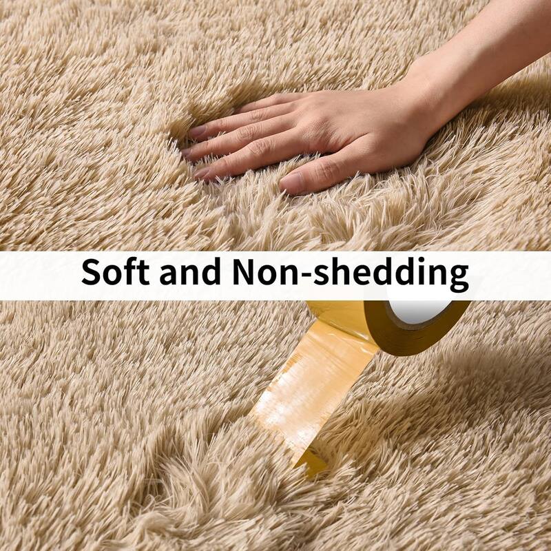 Living Room Bedroom Super Soft Pile Area Rug, Modern Shaggy Rugs, Non-Slip Pile Rugs for Kids