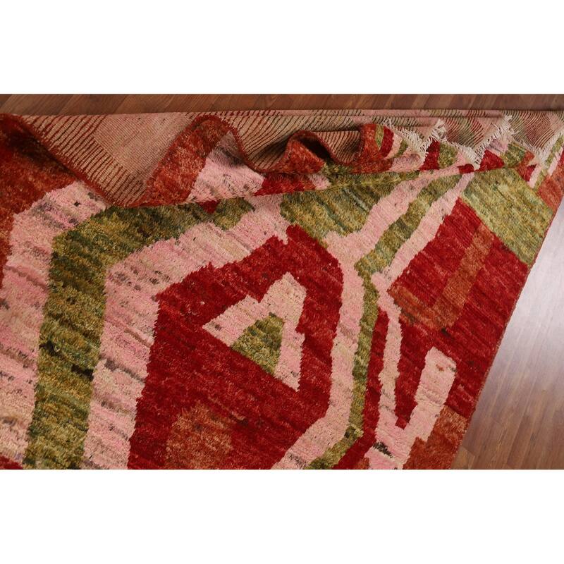 Hand Knotted Oriental 100% Wool Carpet Modern Abstract Multi-Colored Moroccan Area Rug - 8' 3'' X 5' 3''