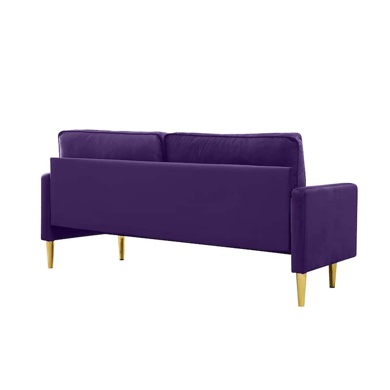 2-Seater Velvet Sofa Loveseat with Wood Frame, Sleeper Sofa Couch Purple Convertible Couch for Living Room
