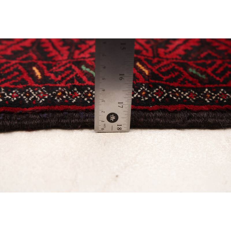 ECARPETGALLERY Hand-knotted Teimani Black, Red Wool Rug - 3'3 x 7'2