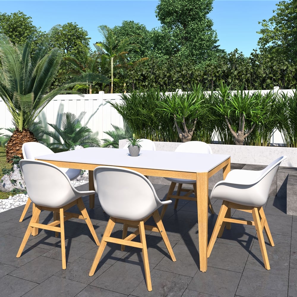 Amazonia Amber Wood and Resin Outdoor Patio Dining Set