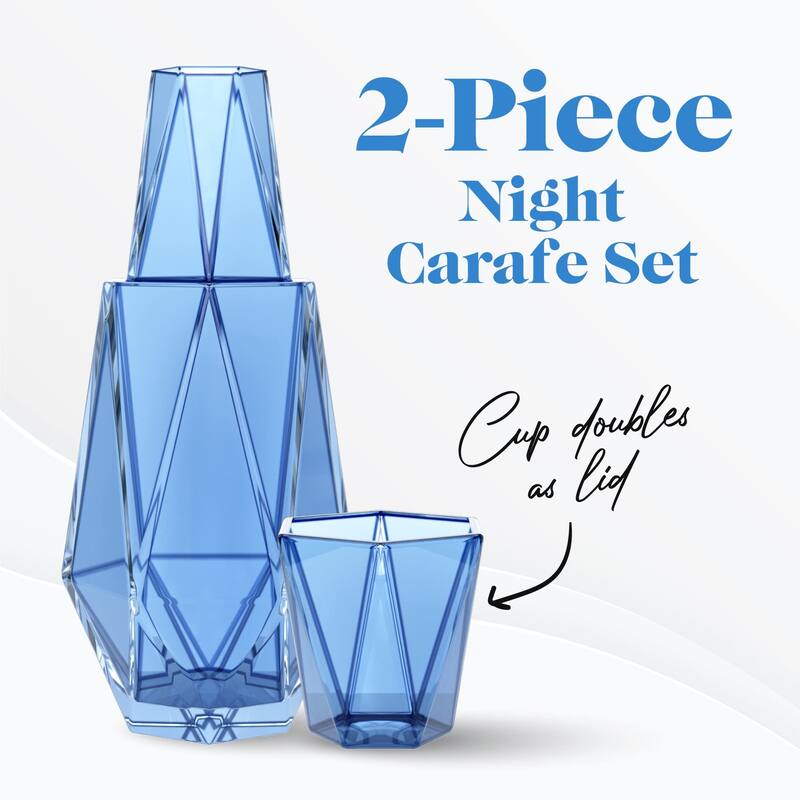 American Atelier Geometric Bedside Carafe and Tumbler Glass Lid - 37 oz.