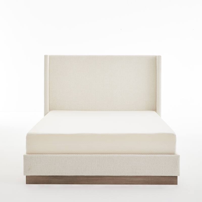 Hosford Upholstered Wingback Bed / Upholstered Wood Base Platform Bed / 52.5" High Headboard / No Box Spring Needed / Queen