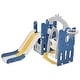 preview thumbnail 1 of 8, 5 In 1 Toddler Slide And Swing Set, Freestanding Climber Slide Playset With Basketball Hoop, Indoor Outdoor Playground blue