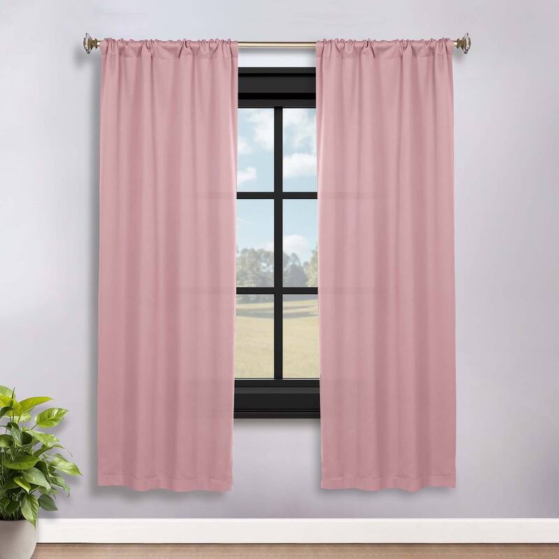 Superior Solid Machine Washable Room Darkening Semi-Blackout Curtains, Set of 2