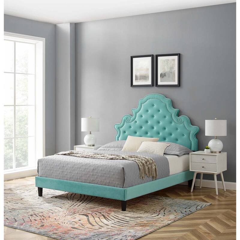 Gwyneth Tufted Performance Velvet Full Platform Bed