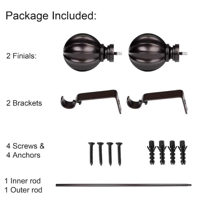 UTOPIA ALLEY Wall Mounted 3/4 Inch Curtain Rods For Windows, Adjustable Drapery Rods, ORB