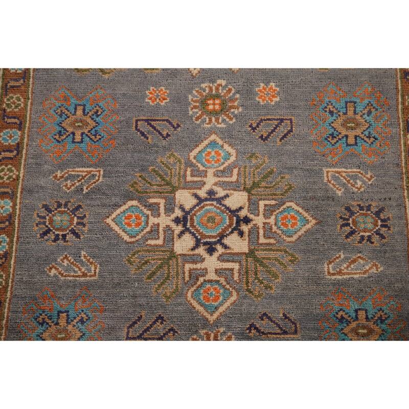 Kazak Accent Rug Hand-Knotted Oriental Wool Carpet - 3'4" x 4'10"