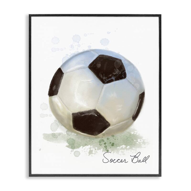 Stupell Soft Pastel Soccer Ball Framed Giclee Art Design By Matthew Piotrowicz - 24 x 30 - Black
