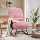 preview thumbnail 2 of 15, VECELO Rocking Chair Nursery Teddy Fabric Modern Upholstered Glider Rocker with High Backrest for Living Room & Bedroom Pink
