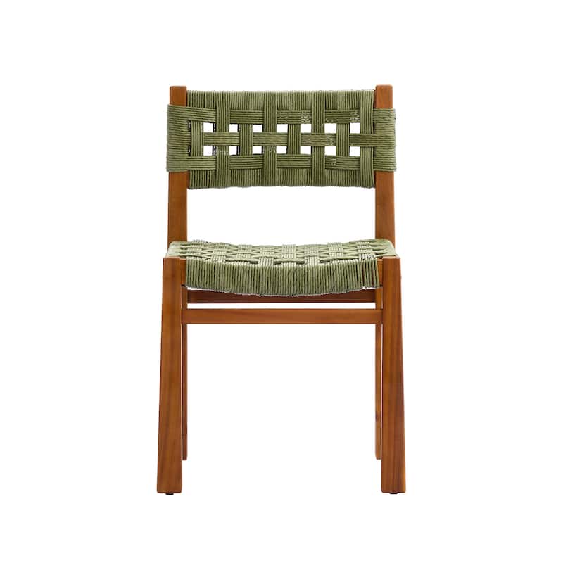 Christopher Knight Home - Carys 3-Piece Outdoor Acacia Wood Dining Set with Wicker Woven Back Chairs & 27.5" Round Slat Table