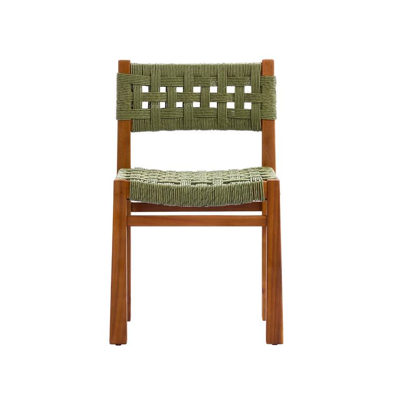 Christopher Knight Home - Mireo 7-Piece Outdoor Acacia Wood Dining Set with Woven Wicker Chairs & 71" Rectangular Slat Table