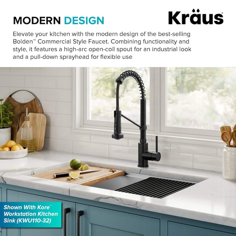 Kraus Bolden 2-Function 1-Handle Commercial Pulldown Kitchen Faucet
