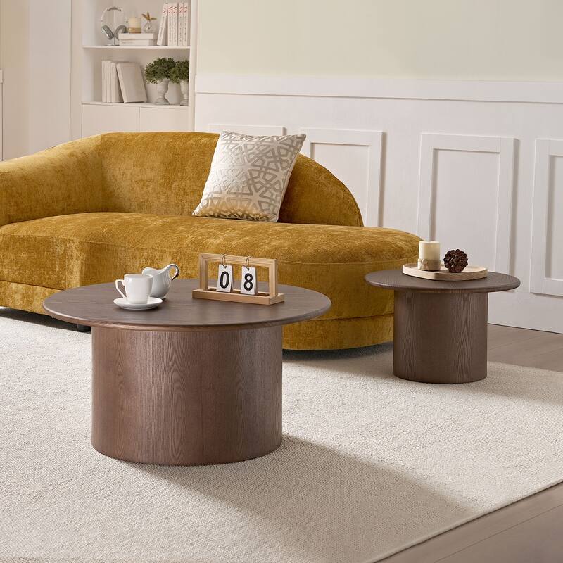 Set of 2 MDF Round Coffee Table for Living Room ,Apartment, Leisure Area