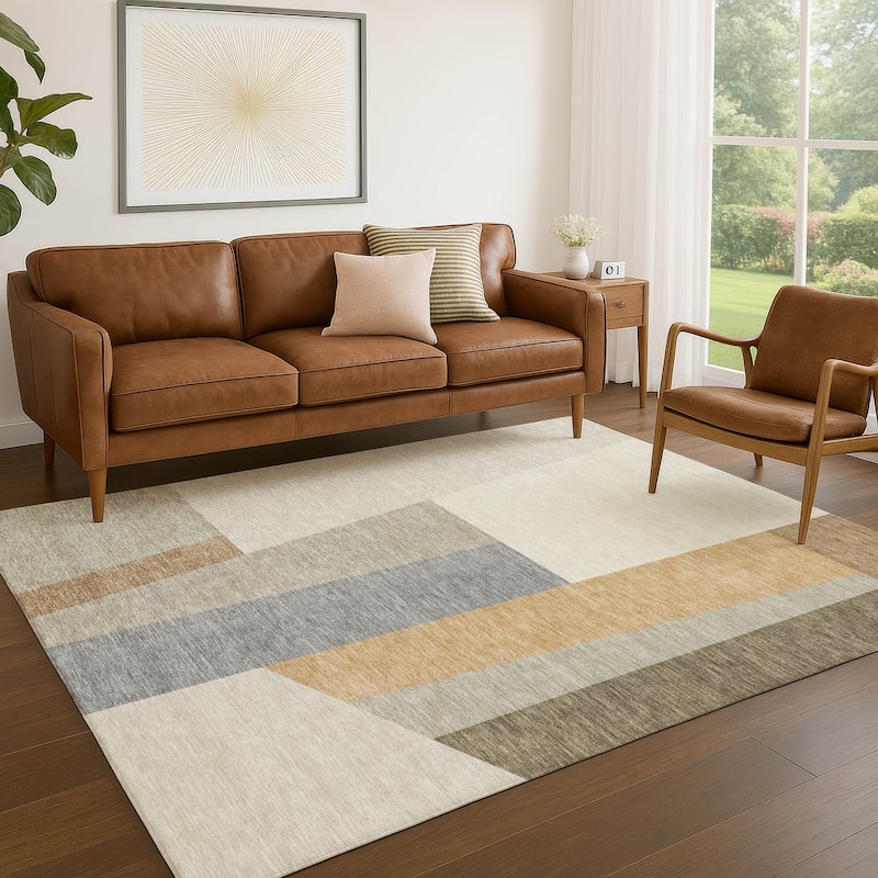 Machine Washable Indoor/ Outdoor Contemporary Jolie Chantille Rug