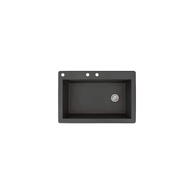 Transolid Radius 33in x 22in silQ Granite Drop-in Single Bowl Kitchen Sink with 1 Pre-Drilled Faucet Hole - 22" x 33" x 9.5"/CAB