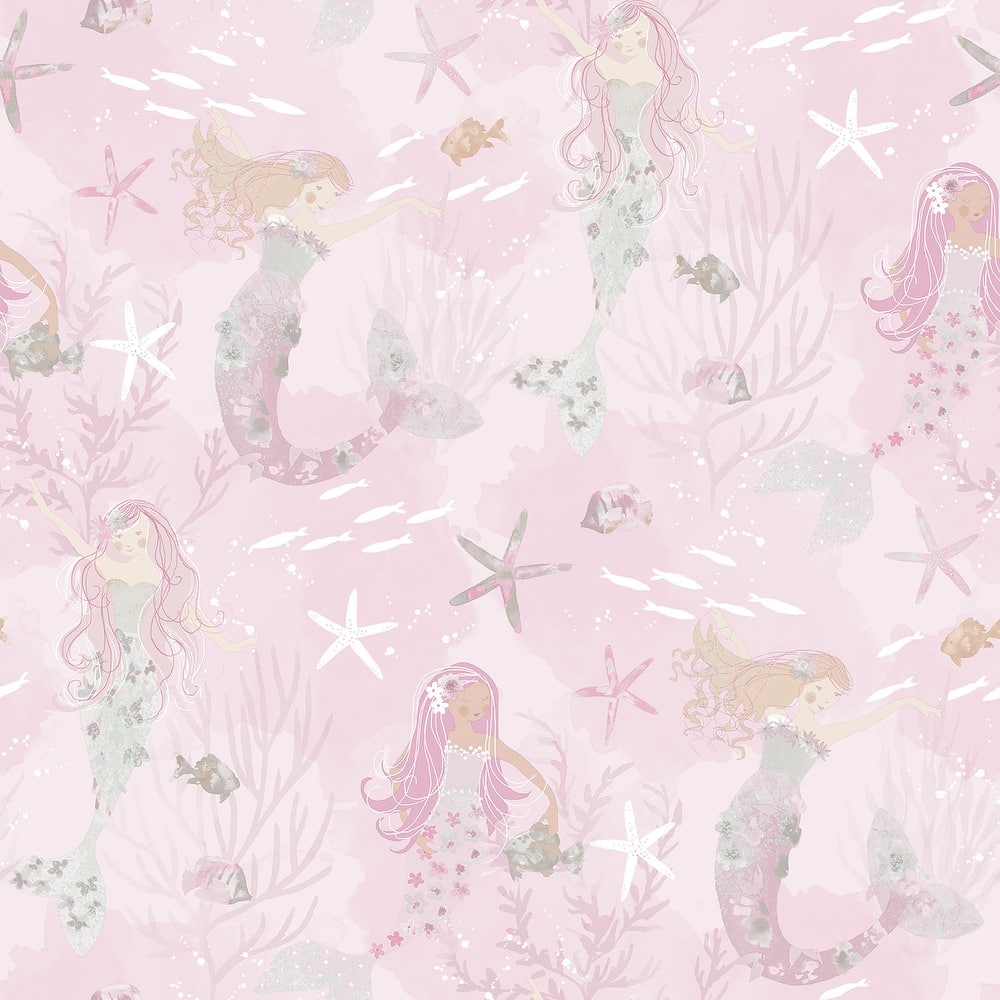 Galerie Wallcoverings Tiny Tots 2 Mermaids Non-woven Glittery Wallpaper Roll