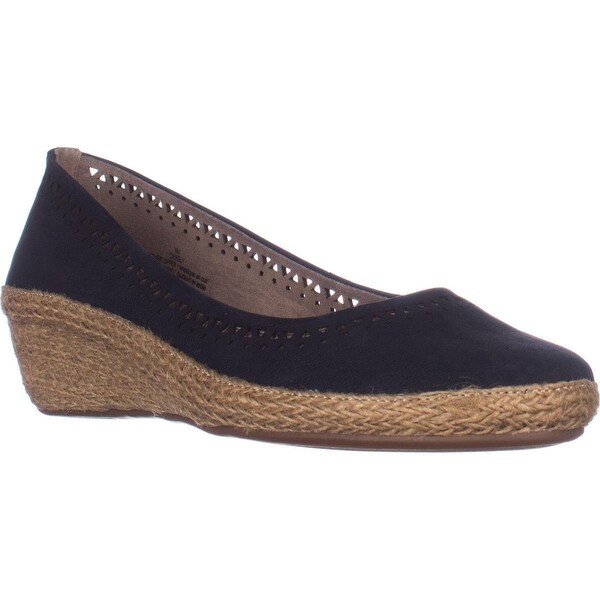 navy leather wedge shoes