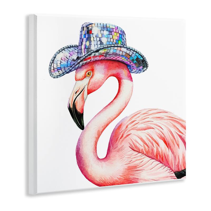 Stupell Disco Hat on Flamingo Wall Plaque Art Design By Amanda Greenwood