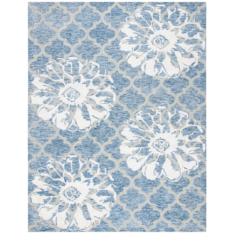 SAFAVIEH Handmade Glamour Florelle Floral Trellis Wool/ Viscose Rug - 8' x 10' - Navy/Ivory