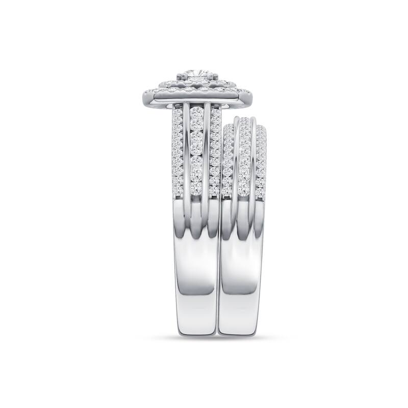1ct TDW Diamond Double Halo Bridal Set in 10K White Gold for Women