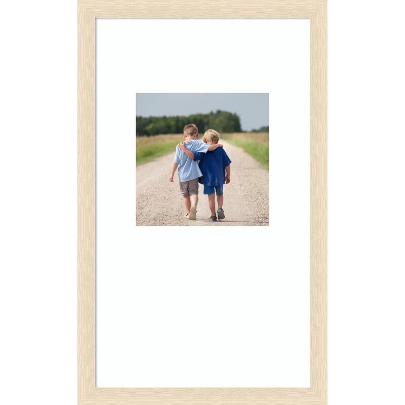 Woodgrain Stripe Blonde Framed Picture Frame, Photo Frame - 13x22 Matted to 8x8 - Woodgrain Stripe Blonde
