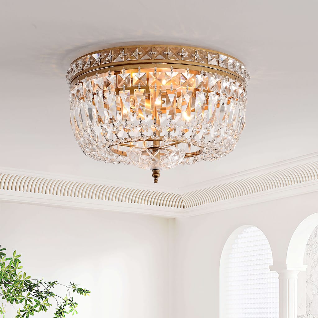 Elisa Crystal Basket Flush Mount Chandelier