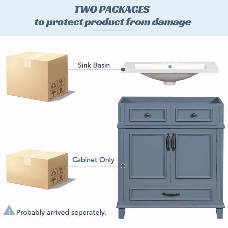 30'' Solid Wood Bathroom Vanity with sink