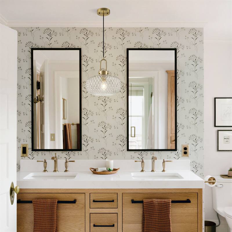 1-Light Modern Clear Glass Pendant Light - 11.8