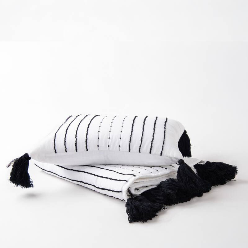 Rizzy Home Rowan Striped Decorative Sham - 12" X 18" - Black