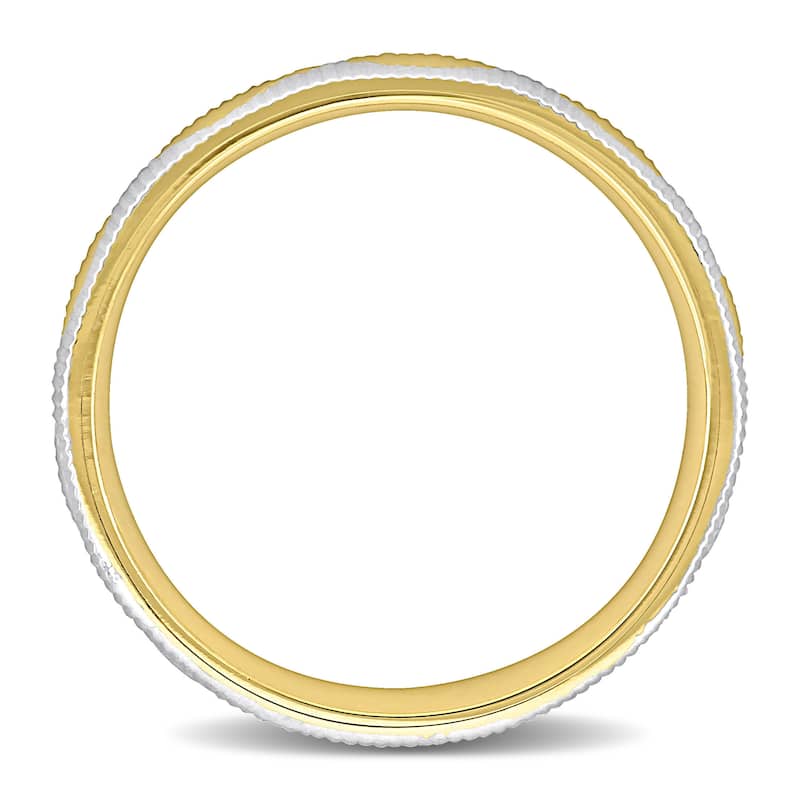 Miadora 5mm Wave Design Wedding Band in Two-Tone 14k Yellow and White Gold