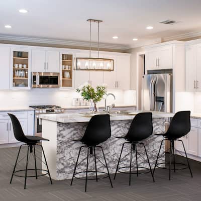 Bar Stools Counter Height Stools Bar Plastic Seat Swivel Chairs Set of 4