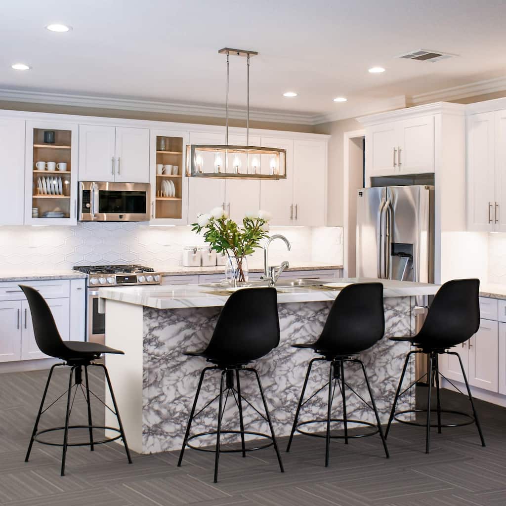 Bar Stools Counter Height Stools Bar Plastic Seat Swivel Chairs Set of 4